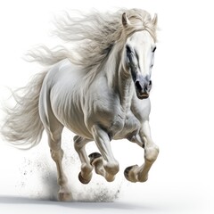 Obraz na płótnie Canvas Full view White horse , wallpaper pictures, Background HD