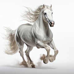 Obraz na płótnie Canvas Full view White horse , wallpaper pictures, Background HD
