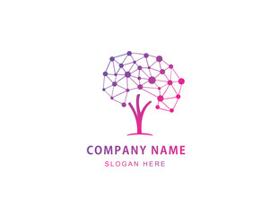 Tree Tech or Tree Science Logo Template Design Vector, Emblem, Design Concept, Creative Symbol, Icon