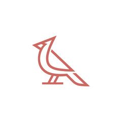 bird cardinal line art with creative design vector