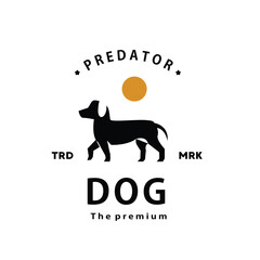 vintage retro hipster dog logo vector outline dog silhouette art icon