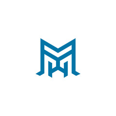 Letter M H  logo line art with creative design vector