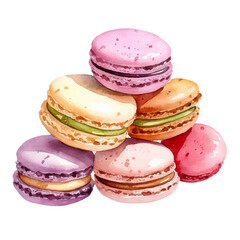 Fototapeta premium macarons watercolor illustration, generative AI