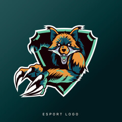 Angry wolf esport gaming mascot logo