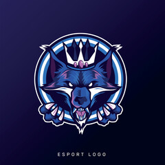 Angry wolf esport gaming mascot logo