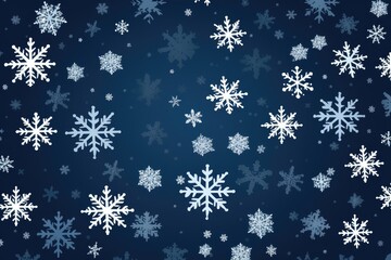 Naklejka na ściany i meble Abstract white snowflakes on a blue background.