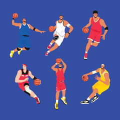 Hand drawn basketball sport activity characters collection