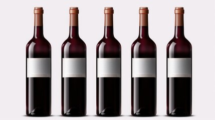 Bottles of red wine with blank front label