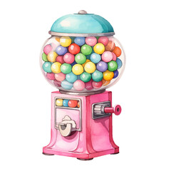 candy machine watercolor illustration, generative AI