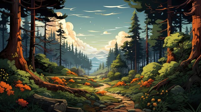 In the forest cartoon , wallpaper pictures, Background HD