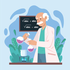 character illustration of a scientist in laboratory