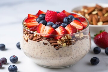a bowl of overnight oats topped with berries