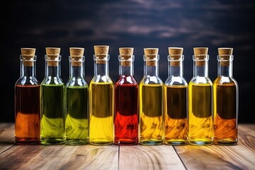 cooking oil bottles with varying colors