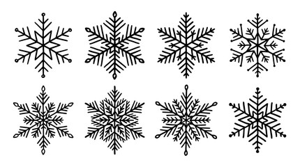 Set of hand-drawn snowflakes