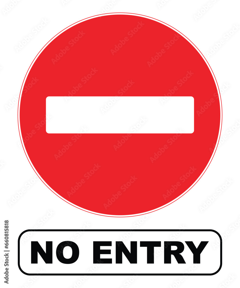 Wall mural No entry sign. Stop sign. Prohibitory signs pedestrians. No entry. The sign of the stop. white dash in red circle