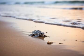 baby turtle making its way to the sea