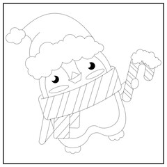 children's educational game. logic game. connect the dots by numbers. handwriting training. coloring book. New Year. Christmas. penguin