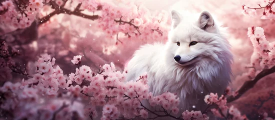 Fotobehang Kitsune White and Pink Cherry Blossom © Chrixxi