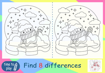 children's educational game. logic game. coloring book. find the difference. New Year.  penguin 