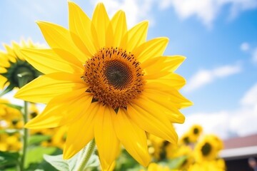 Fototapeta premium close-up shot of a yellow perennial sunflower bathed in daylight