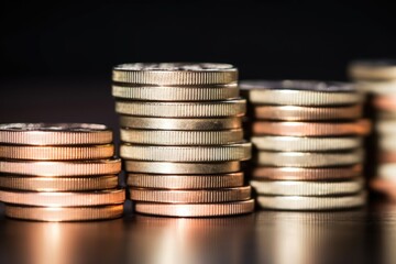 macro shot of coins stacked on top of each other