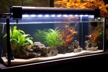 fish tank filter installed in an aquarium