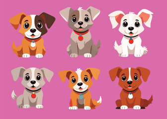 cute puppy dog home pet baby vector collection 2