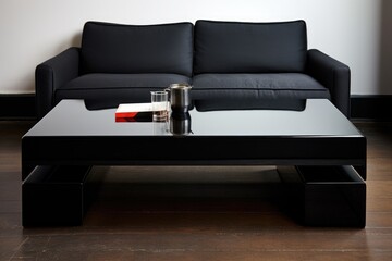 minimalistic lacquered coffee table with a glass top