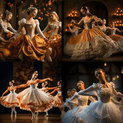 Photo of a Thanksgiving classical ballet performance, featuring graceful dancers in elegant...