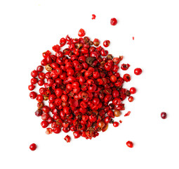 Pile of red peppercorns isolated on white background