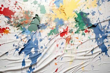 multiple paint splatters on a drop cloth