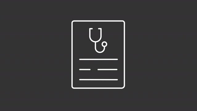 2D white simple thin line animation of sick leave, HD video with transparent background, seamless loop 4K video representing employee perks and bonuses.
