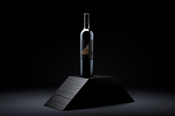 Mockup of elegant wine bottle on a minimalist studio background