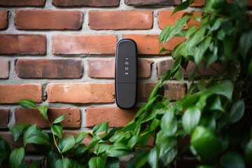 wireless doorbell on a brick wall