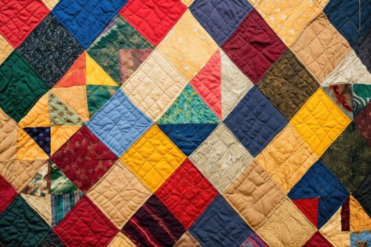 patchwork quilt made of diverse patterns and colors