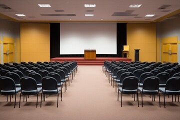 empty auditorium with a presentation setup