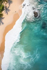 Fotobehang Sea waves at the tropical beach,, aerial view. Natural background © Cheport