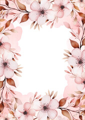 Pink invitation background bouquet watercolor painting with flora and flower