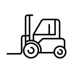 Forklit construction machinery with black outline style. industrial, forklift, industry, machine, truck, shipping, logistic. Vector illustration