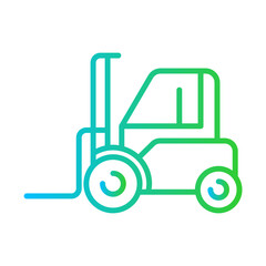 Forklit construction machinery with blue and green gradient outline style. industrial, forklift, industry, machine, truck, shipping, logistic. Vector illustration