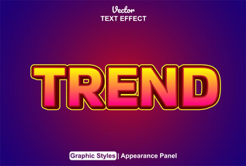 trend text effect with blue graphic style and editable