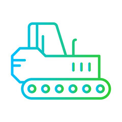 Snowcat construction machinery with blue and green gradient outline style. construction, snowcat, vehicle, equipment, tractor, industry, truck. Vector illustration