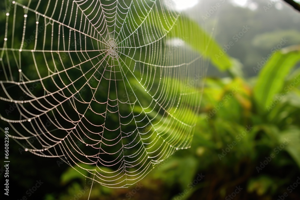 Wall mural a larger spider web with a smaller one next to it