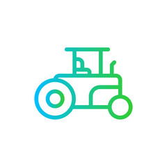 Tractor construction machinery with blue and green gradient outline style. tractor, farm, agriculture, field, machinery, farming, equipment. Vector illustration