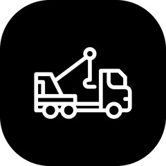 Crane truck construction machinery with black filled line outline style. crane, truck, vehicle, industry, construction, equipment, machinery. Vector illustration