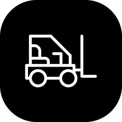 Forklift construction machinery with black filled line outline style. forklift, industry, truck, industrial, transportation, warehouse, storage. Vector illustration