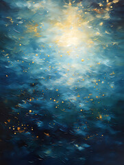 Fototapeta na wymiar Beautiful night sky. Milky Way. Impressionism style oil painting.