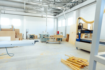 Interior of large workshop of contemporary furniture factory