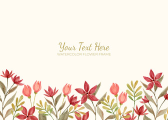 Manual painted of red flower watercolor as background frame.
