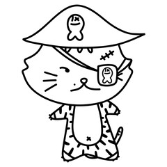 Obraz premium Cat pirate cartoon drawing
